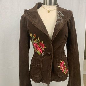j W Los Angeles brown embroidery blazer